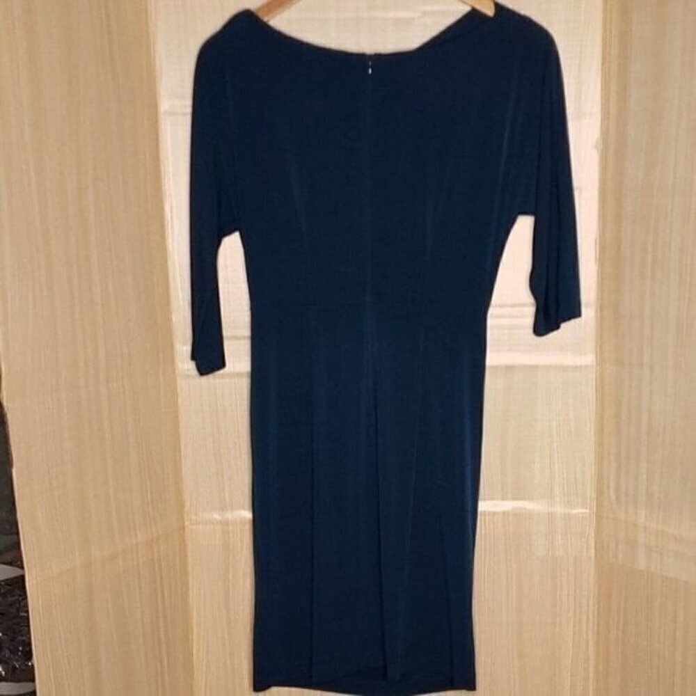 Suzi Chin Womens Dark Teal Green Dolman Stretchy Midi Dress 6